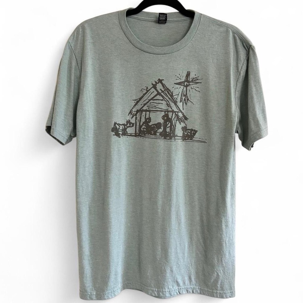 Green Nativity Tee‎ Womens Size M Short Sleeve Tri-Blend Graphic